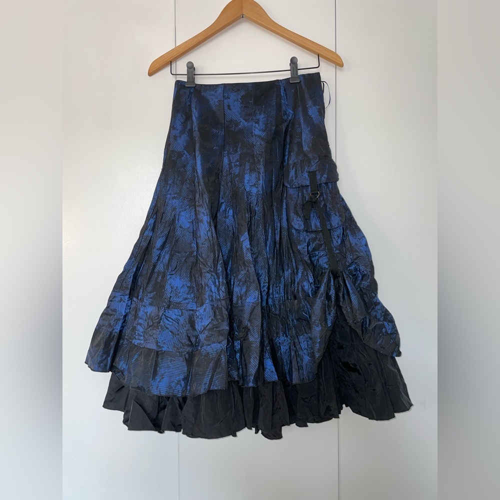 Vintage black and blue parachute skirt